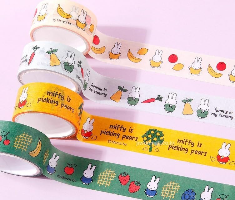 Cute Masking Tape, Washi Tape Set, 8 Pack, 0.6 Inch Wide (Yellow)
