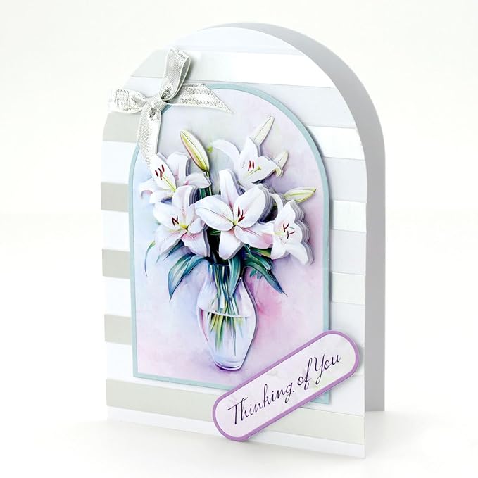 Katy Sue Designs Thinking of You 3D Die Cut Decoupage Collection for Card Making Supplies. Contains 12 Sheets of Katy Sue Die Cut Decoupage Featuring Lavender, Lillies, Hydrangea, and Roses