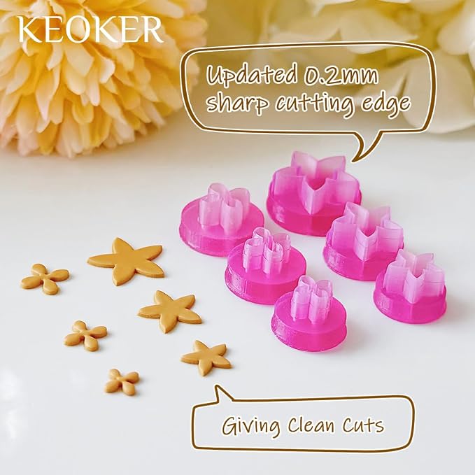 KEOKER Spring Clay Cutters, Spring Polymer Clay Cutters Flowers, Small Flower Clay Cutter, 12 Shapes Polymer Clay Cutters for Earrings, Polymer Clay Tools, Polymer Clay Earring Making Kit