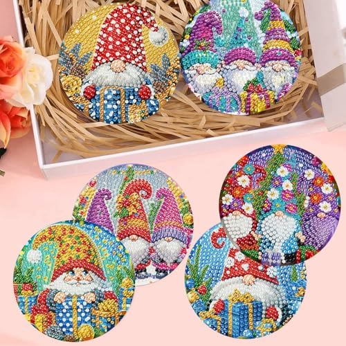 8 Pcs Diamond Art Coaster Kit for Adult with Holder, Diamond Coasters 4x4in