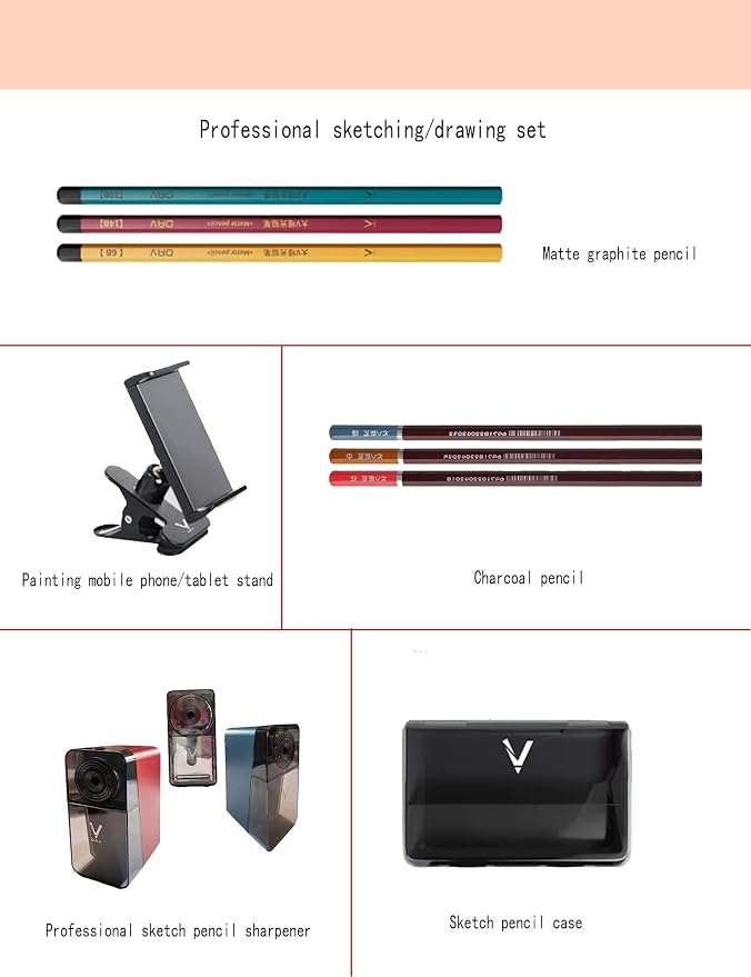 Pencil Set for Drawing,Sketching Pencils,Artist Pencils,Drawing Supplies For Adults,Matte Pencil:HB, 2B, 4B*2, 6B*2, 14B*2, 20B*2.(C.10 pieces)