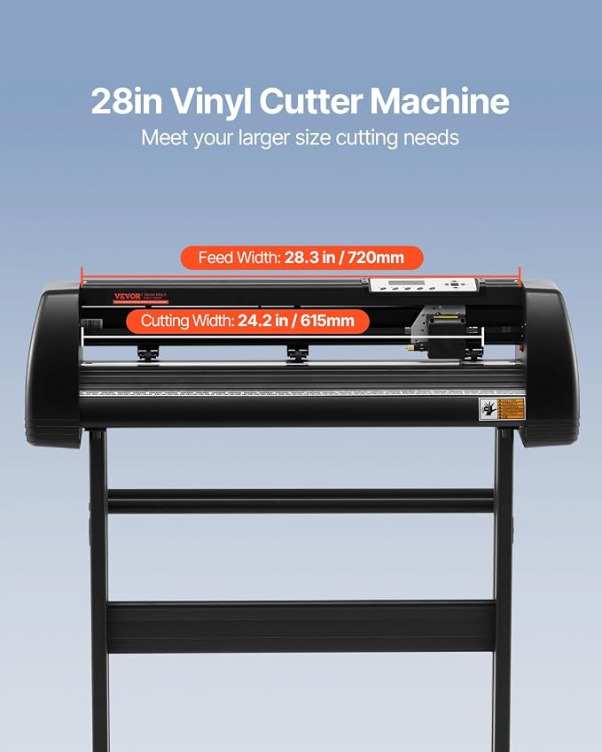 VEVOR 28-inch Cutting Machine for Vinyl, Features LCD Screen, Dual Adjustable Spring Rollers for Sign Crafting, Includes Signmaster for Creative Design & Cutting