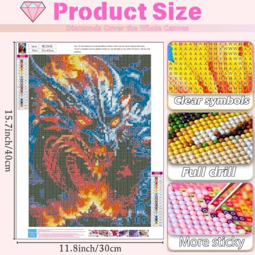 XUCNWL Dragon Diamond Art Kits for Adults,12 x 16 Inch