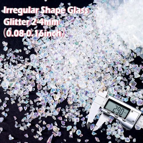 Matio 1.8oz/ 50g Iridescent Crushed Glass,Iridescent Clear