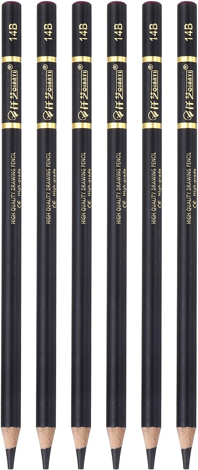 PATIKIL 6Pcs Drawing Pencils for Sketching, 14B Refill Sketch Pencils for Drawing, Graphite Art Pencil Set Professional Resistant Lead for Painting Shading Artist Office Supplies