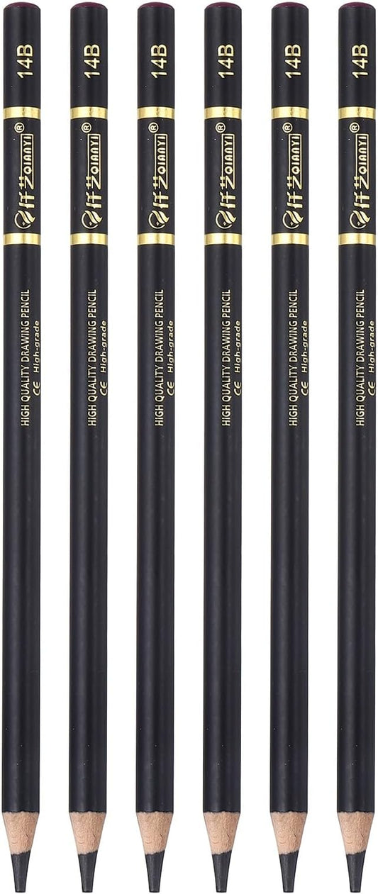PATIKIL 6Pcs Drawing Pencils for Sketching, 14B Refill Sketch Pencils for Drawing, Graphite Art Pencil Set Professional Resistant Lead for Painting Shading Artist Office Supplies