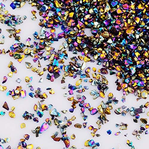Crushed Glass Irregular Metallic Chips Sprinkles Chunky Glitter Vitrail 100g 2-4mm for Nail Arts Craft DIY Vase Filler Epoxy Resin Mold Jewelry Making Decoration (Fire Polished Vitrail, 2-4mm)