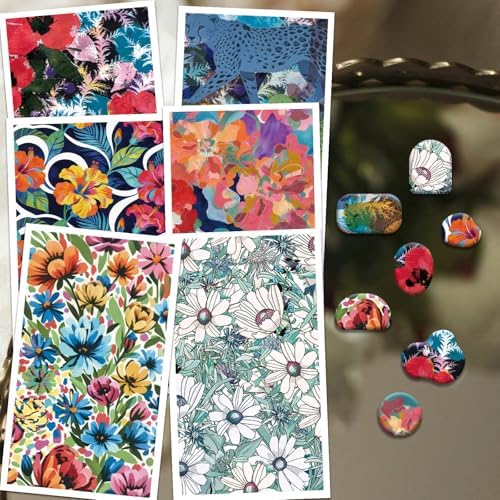 OLYCRAFT 24Pcs Abstract Florals Clay Transfer Paper 6 Design Watercolor Leopard Transfers Paper for Polymer Colorful Polymer Clay Transfer Sheets Small Ceramic Decal for Clays Earrings Tags Bookmarks