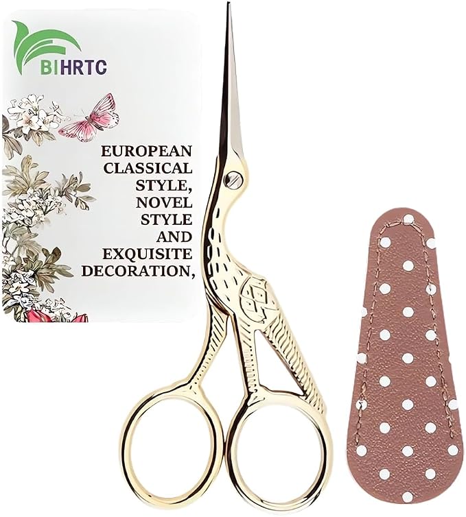 BIHRTC 4.5Inch Embroidery Scissors Sharp Tip Stainless Steel DIY Tool | Scissors for Knitting Cross Stitch Cutting Embroidery Sewing Handcraft Craft Art Work Gold