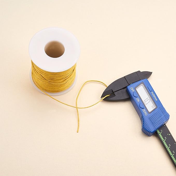 PH PandaHall 1mm Waxed Cotton Cord, 100 Yards Yellow Waxed Thread Beading String for Bracelet, Necklace, Jewelry, Waist Beads Making, Crafting, Macrame