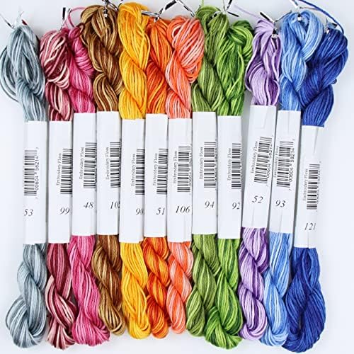KCS Big skeins of 25 Meters Size 25 Color Variegated Cross Stitch Stranded Threads,12 skeins,03