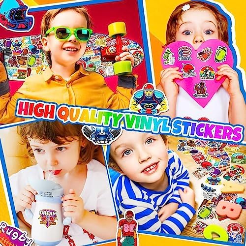 Football Stickers for Kids Teens Adults, 100PCS Vinyl Waterproof Football Sports Stickers for Water Bottle Laptop Skateboard