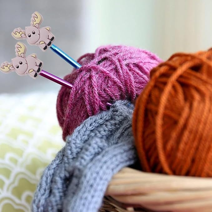 10 Pack Colorful Deer Knitting Needle Stoppers Knitting Needles Point Protectors Silicone Needle Point Protectors Knitting Accessories and Supplies Knitting Tools