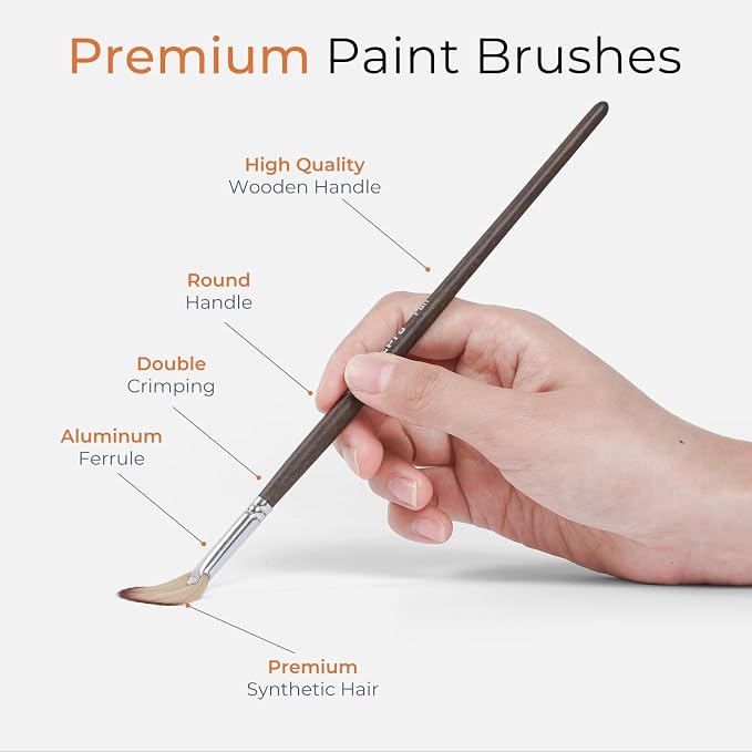 Nicpro 32pcs Paint Brush Set, Professional Paintbrushes with Paint Spatula and Cloth Roll Case, Craft Paint Brushes for Acrylic Painting, Oil, Watercolor, Gouache, Art Supplies for Artists Beginners