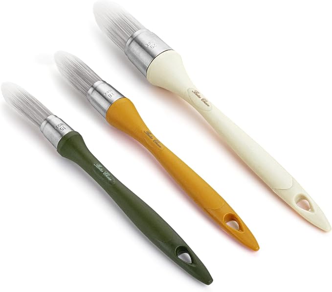 Bates- Trim Paint Brush Set, 3 pcs, 5/8”, 3/4” and 1”, Colorful Ergonomic Non-Slip Handle, Synthetic Bristles, Trim Brushes for Painting