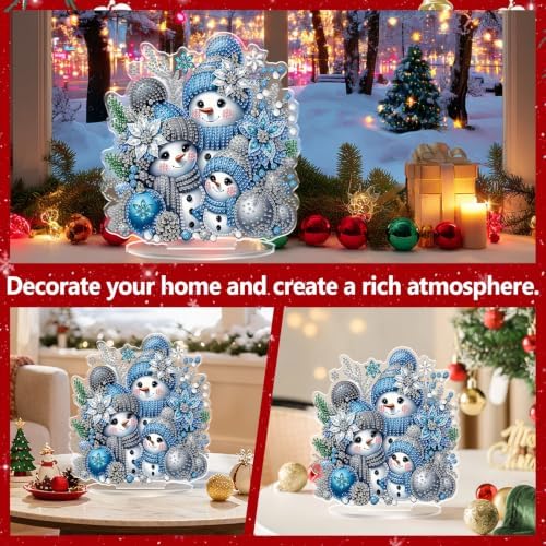 Christmas Diamond Art Kits for Adults,Cute Snowman Family Diamond Painting