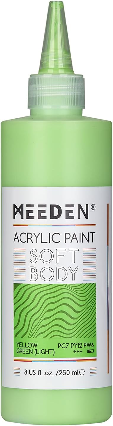 MEEDEN Soft Body Acrylic Paint: Yellow Green Light Bulk Color 250ml/8.45oz