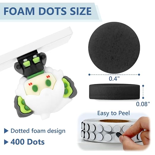 400 PCS 2mm Double Sided Foam Dots 0.4" Foam Round Dots 3D Foam Tape Craft Double Sided Dual Adhesive Foam Mounts Foam Pop Dots For Art Crafts Diy Handmade Scrapbook(Black,0.4" Diameter,2mm Thick)