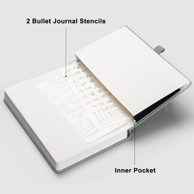 RETTACY Blank Journal Notebook, 192 Pages, A5 Medium Size (5.7'' x 8.3'') | Leather Hardcover, 100 GSM Thick Paper, for Sketching, Drawing, Painting (Blue-gray)