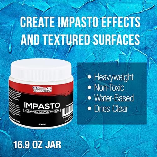 U.S. Art Supply Impasto Clear Acrylic Gel Medium (500ml Tub)
