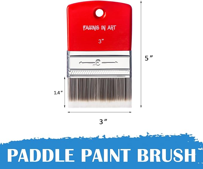Falling in Art 3 Inch Flat Paddle Paint Brush | Scale Brush, Blending Paint Brush, Wide Flat Paint Brushes for Oil and Acrylic Paints