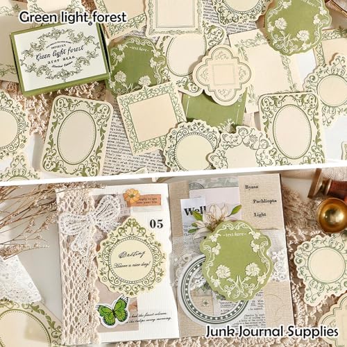 120 Pcs Embossed Scrapbooking Paper & Journaling Supplies, 160gsm Textured Scrapbook paper with Grass Fibers, Vintage Scrapbook Label Tags Set for Junk Journal Supplies, Card Making & DIY - 4 Boxes