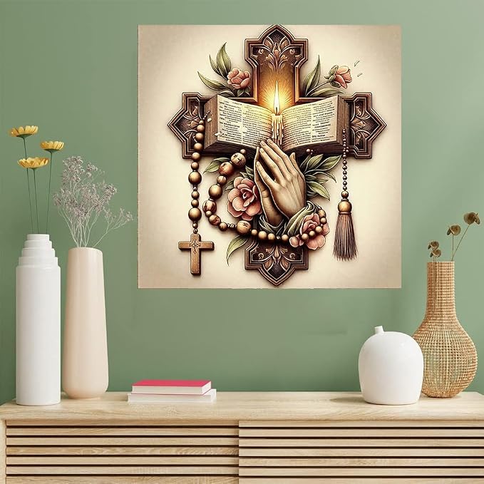 Benjenes Religious Cross Diamond Art Kits for Adults, Diamond Painting Kits