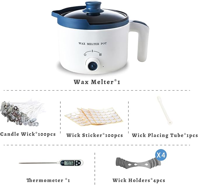 Ksedcon Electric Wax Melting Pot for Candle Making with Thermometer, Wicks | Wax Melter Pot with Spout, Small Candle Makers includes Wicks,