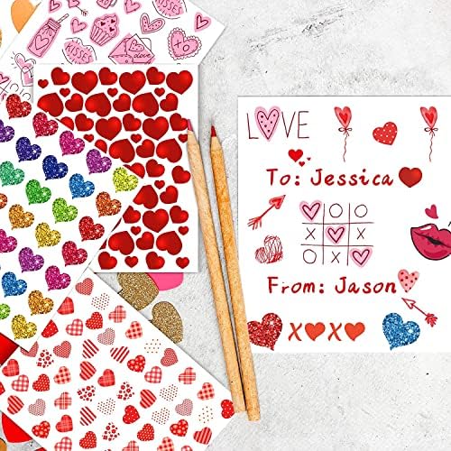 LINAYE Valentines Heart Stickers for Kids - 2000PCS Cute Valentines Day Stickers 45 Sheets Love Stickers for Cards Envelopes Craft Scrapbooking Valentine Day Party Supplies Favors for Girls Boys