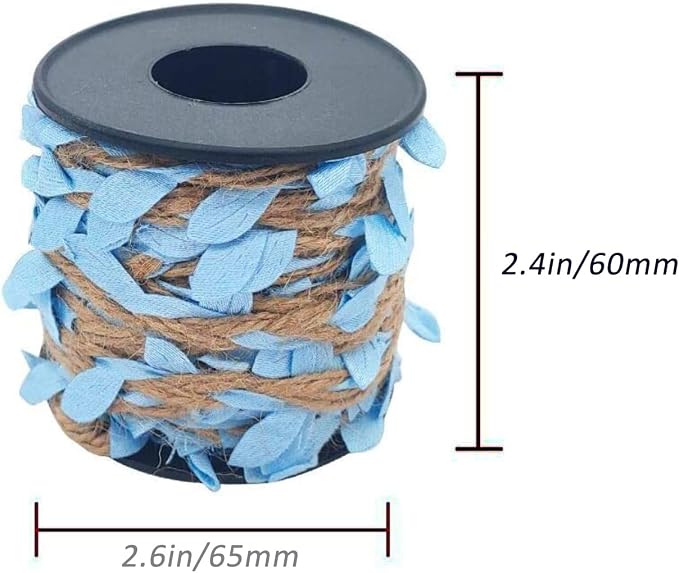 33 feet Natural Twine Blue Leaf Jute 3ply 2MM Rope Hemp Burlap Ribbon String Heavy Duty Hanging Gardening Decoration or for Arts and Crafts