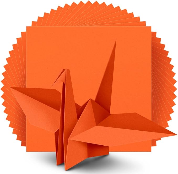 IOOLEEM Origami Paper, 200 Sheets, Dark Orange Origami Paper, 6 Inch Square, Double Sided Colored Paper for Crafts DIY Party & Decoration