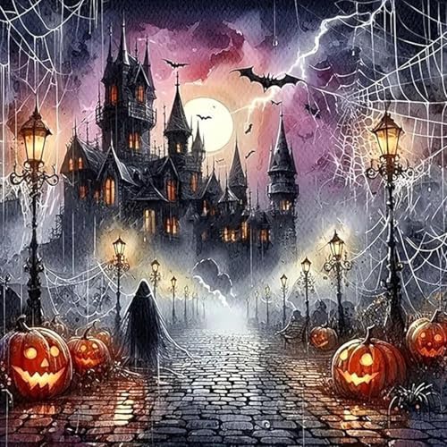 AIBOERL Paint by Numbers Kit for Adults Beginner,Halloween Night, 12X16In