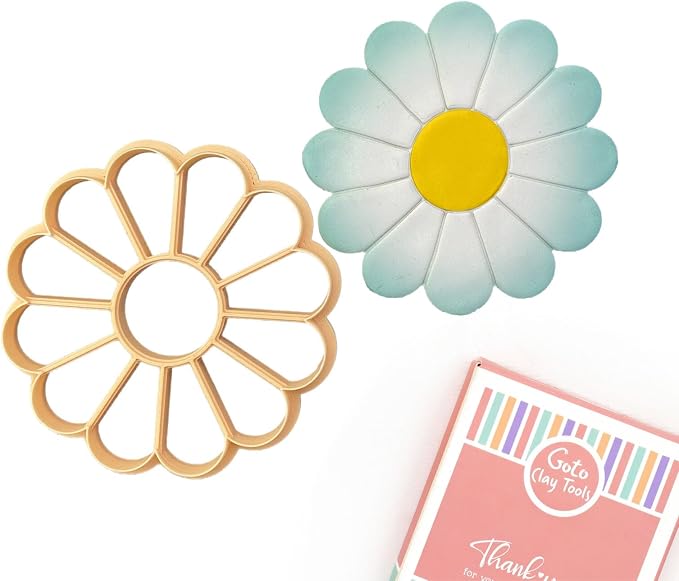 GOTO CLAY TOOLS Clay Trinket Dish Cutter for Polymer Clay, Daisy Flower Trinket Dish Cutter, 4 inch Length, Embossed Polymer Clay Cutters, Sharp Edge