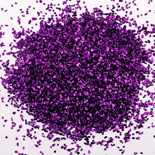 Crushed Glass Irregular Metallic Chips Sprinkles Chunky Glitter Deep Purple 100g 2-4mm for Nail Arts Craft DIY Vase Filler Epoxy Resin Mold Scrapbooking Jewelry Making Decoration (Deep Purple, 2-4mm)