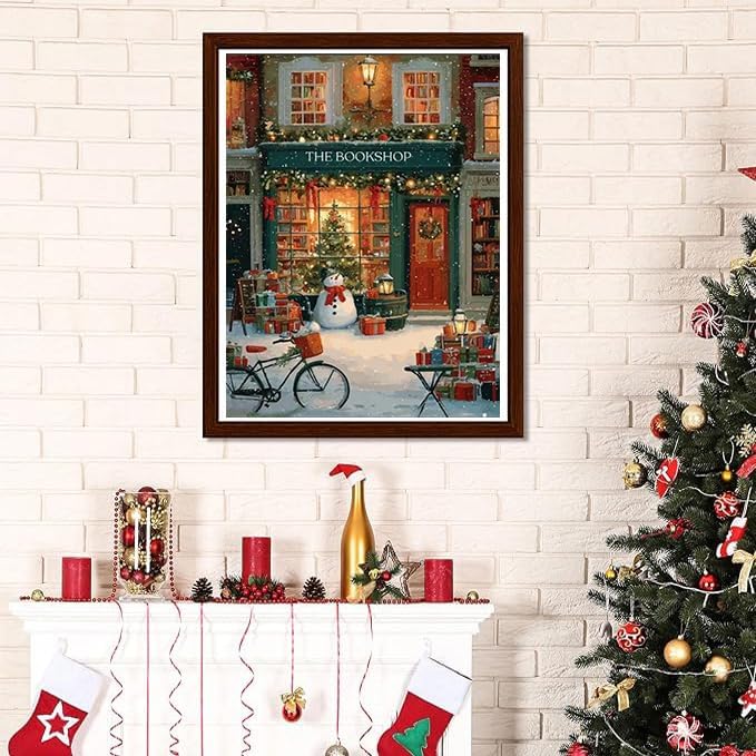 XUCNWL Christmas Diamond Art Kits for Adults,Bookstore Diamond Painting