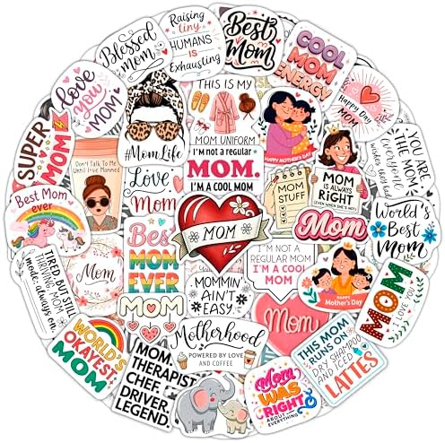 100Pcs Funny Mom Stickers for Water Bottle, Laptop, Phone - Funny Gifts for Mom - Mother Stickers and Decals - Gift for Women & Men
