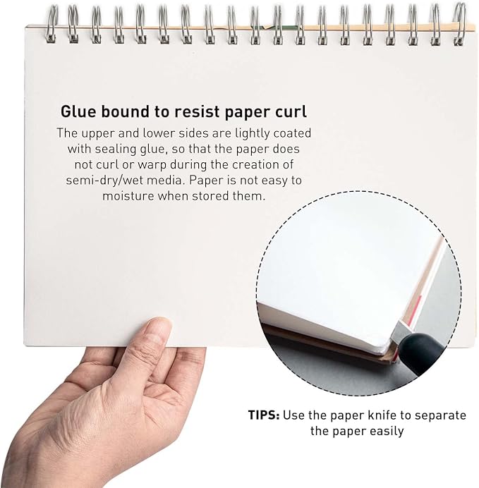 HIMI Gouache Pad 7X10''(98lb/160g) 50 Sheets Mix Paper Pad, Side Wire Bound, Fine Texture, in Gouache Acrylic Art Pad for Sketching, Ink Sketch Book, Art Supplies Drawing Pad Gift （Bird）