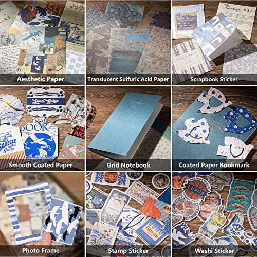 JOYCHOIC Vintage Scrapbooking Supplies Aesthetic Journaling Kit, Scrapbook Papers Quote Stickers TN Notebook Large Collection for Bullet Junk Journal, Planner DIY Arts Craft Collage, Beginners