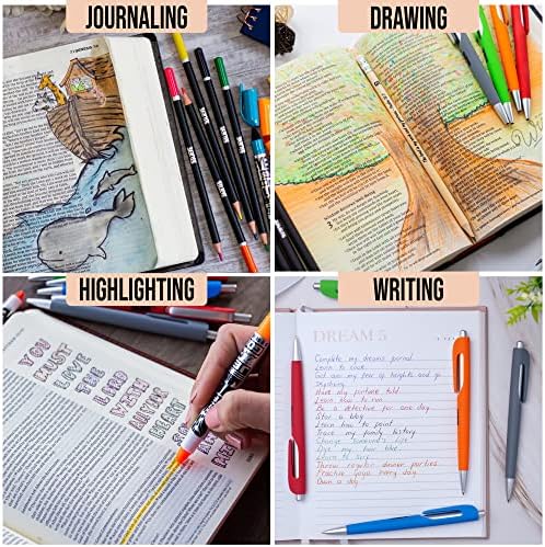 BLIEVE - Bible Journaling Kit With Gel Highlighters And Pens No Bleed, Scripture Markers and Pencils Supplies, Stencils Planner Set For Coloring Journal Art Illustrated By Faith Christian Gifts 24pcs