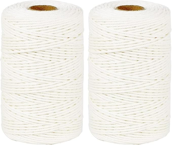 PerkHomy Cotton Butchers Twine String 500 Feet 2mm Twine for Cooking Food Safe Crafts Bakers Kitchen Butcher Meat Turkey Sausage Roasting Gift Wrapping Gardening Crocheting Knitting (Pack of 2)