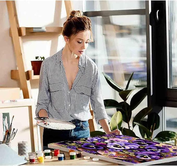 VIGEGU Flower Paint by Numbers Kit for Adults - Butterfly Orchid Paint by Number for Beginner DIY Adult Paint by Number Kits on Canvas,Oil Number Painting Kits for Home Decor 16x16inch