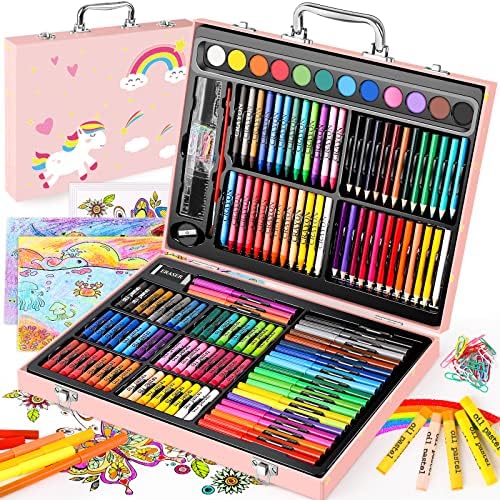 Soucolor 183 Art Set Drawing Painting Kit,Crayons Pastels Markers,Kids Gift