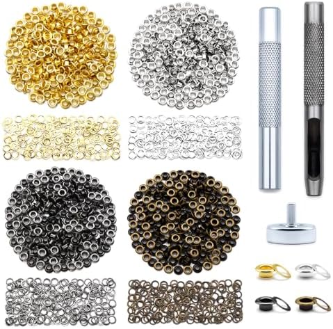 SEMINI 800 Sets 4 Colors 6mm Grommet Eyelet Kit with Install Tool Kit