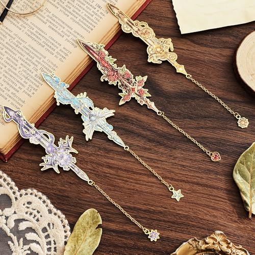 12pcs Fantasy Sword Bookmarks for Books, Journals, Planners - Cool Metal Book Markers for Reading Women & Men, Unique Book Marks Gifts for Book Lovers, Reading Accessories for Students & Adults & Kids