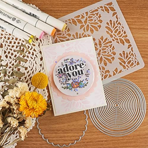 40 PCS/Set Nesting Basic Square Frame Dies and Clear Flat Shaker Cover Double Sided Tape Embellishments for Card Making DIY Scrapbooking Transparent Shaker Creator Acetate Sheets Arts Crafts Projects