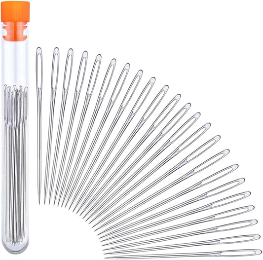 Large Eye Sewing Needles, 2.05 inch Sewing Sharp Needles for Hand Sew | Leather Embroidery Thread Needle for Crafts, Repair with a 3.3-inch Plastic Bottle(23 PCS)