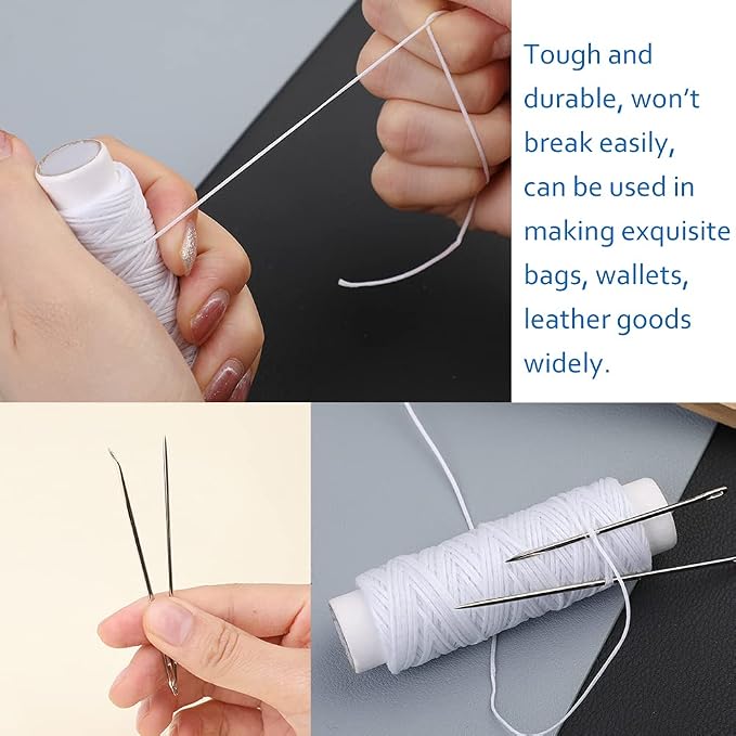 Waxed Thread, Upholstery Needle and Thread 32 Yards White