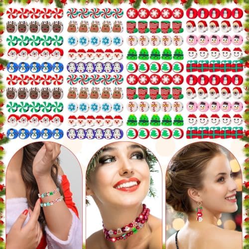 200 Pcs Christmas Polymer Clay Beads, Mixed Heishi Spacer Beads Supplies