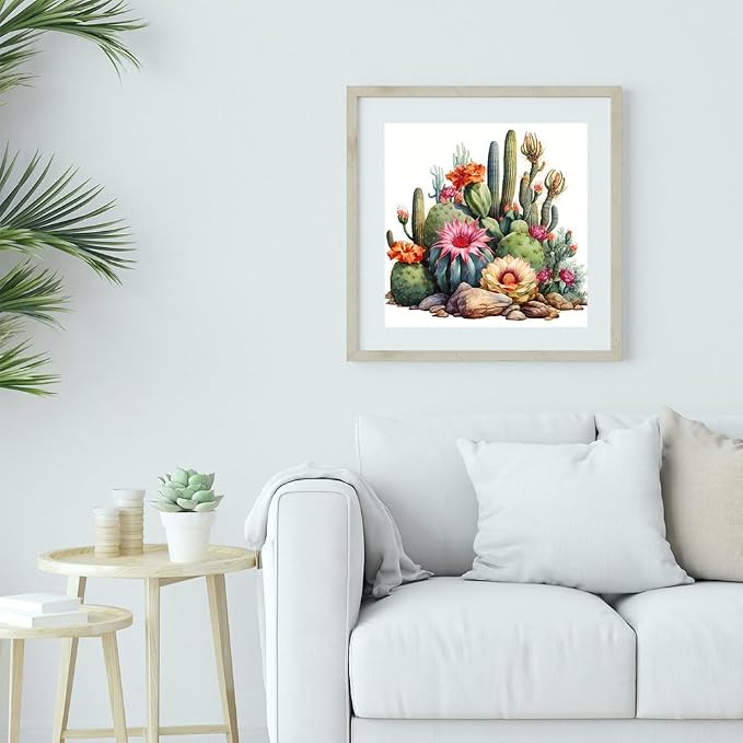 Cactus Diamond Art Painting Kits for Adults - Plant Flower Round Full Drill Diamond Dots Paintings for Beginners, 5D Paint with Diamonds Pictures Gem Art Painting Kits DIY Crafts Project 14x14inch