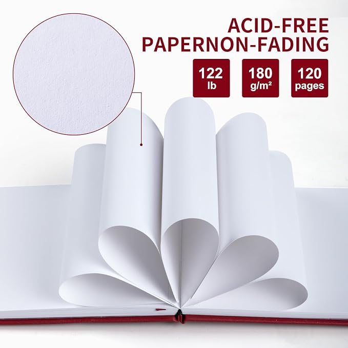 Sketchbook for Drawing, 120 Pages Sketch Book, 122LB/180GSM Thick Paper | Mixed Media Sketchbook for Charcoal Pencil, Inks Pen, Colored Pencil, Acrylic Marker, Oil Pastel